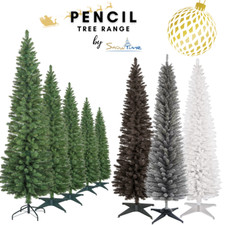 Christmas Tree Slim Pencil 4ft 5ft 6ft 7ft 8ft Green Grey White Black Xmas Trees