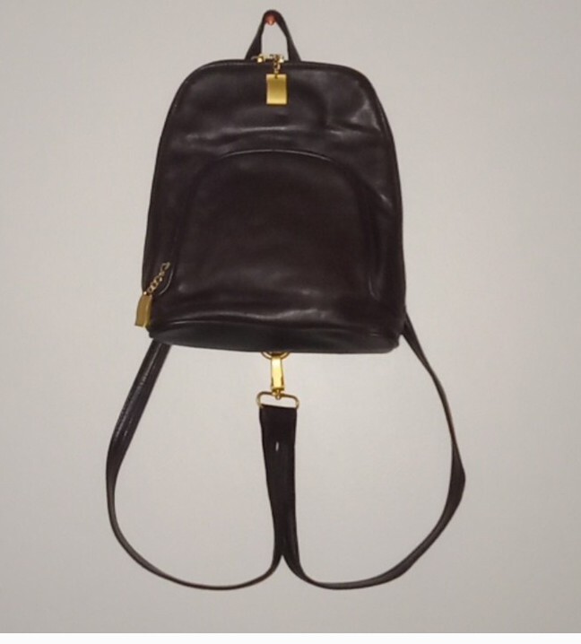 Hillard & Hanson- DARK brown Leather/ Gold Hardware Backpack  display picture 1