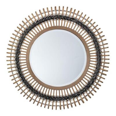 Eden Home Coastal Bamboo and Wood Grove Braided Mirror in Gray/Natural