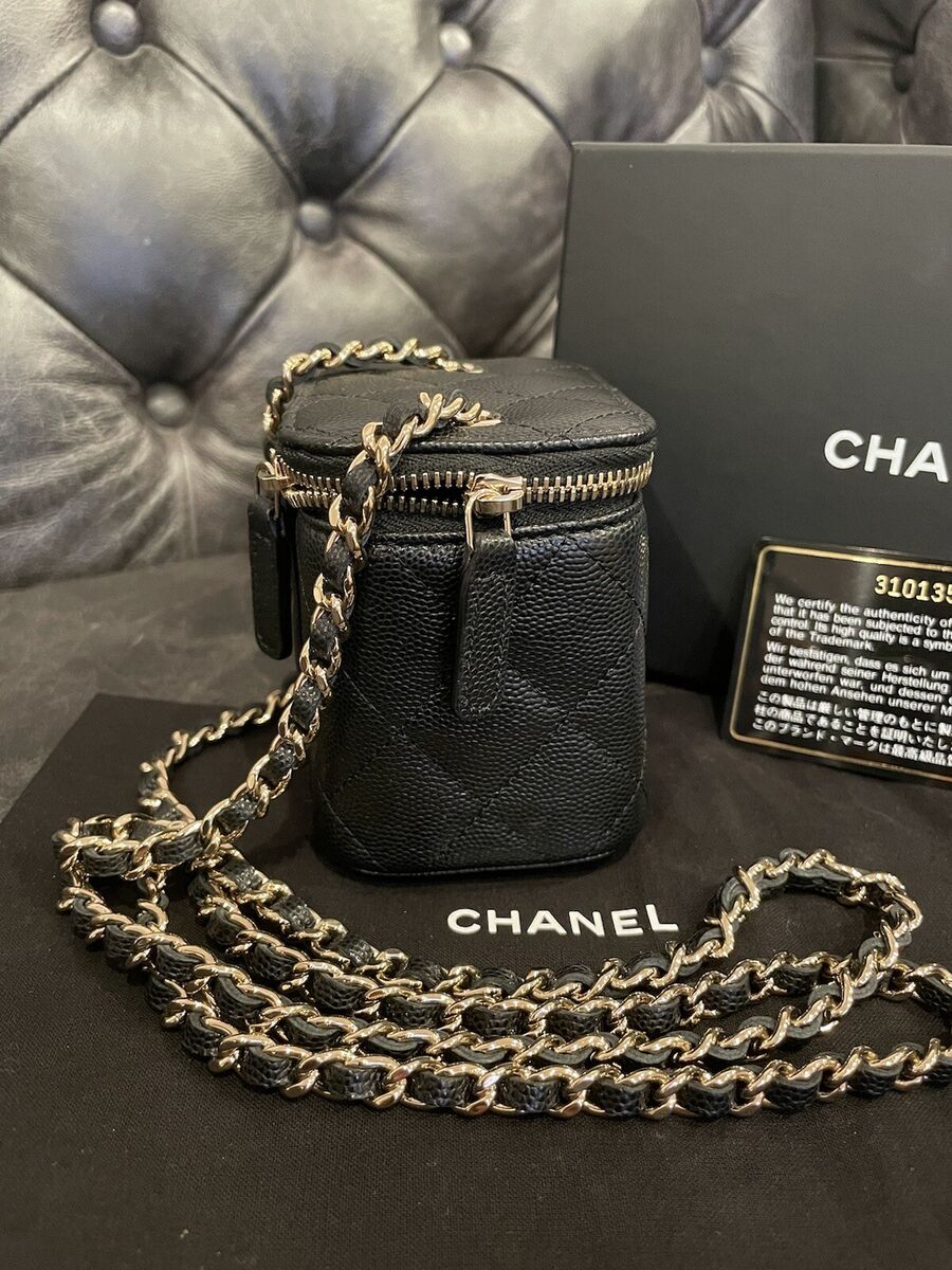 NWT 21S Chanel Classic Small Vanity with Chain Black Caviar NWT 21S Chanel Classic Small Vanity with Chain Black Caviar