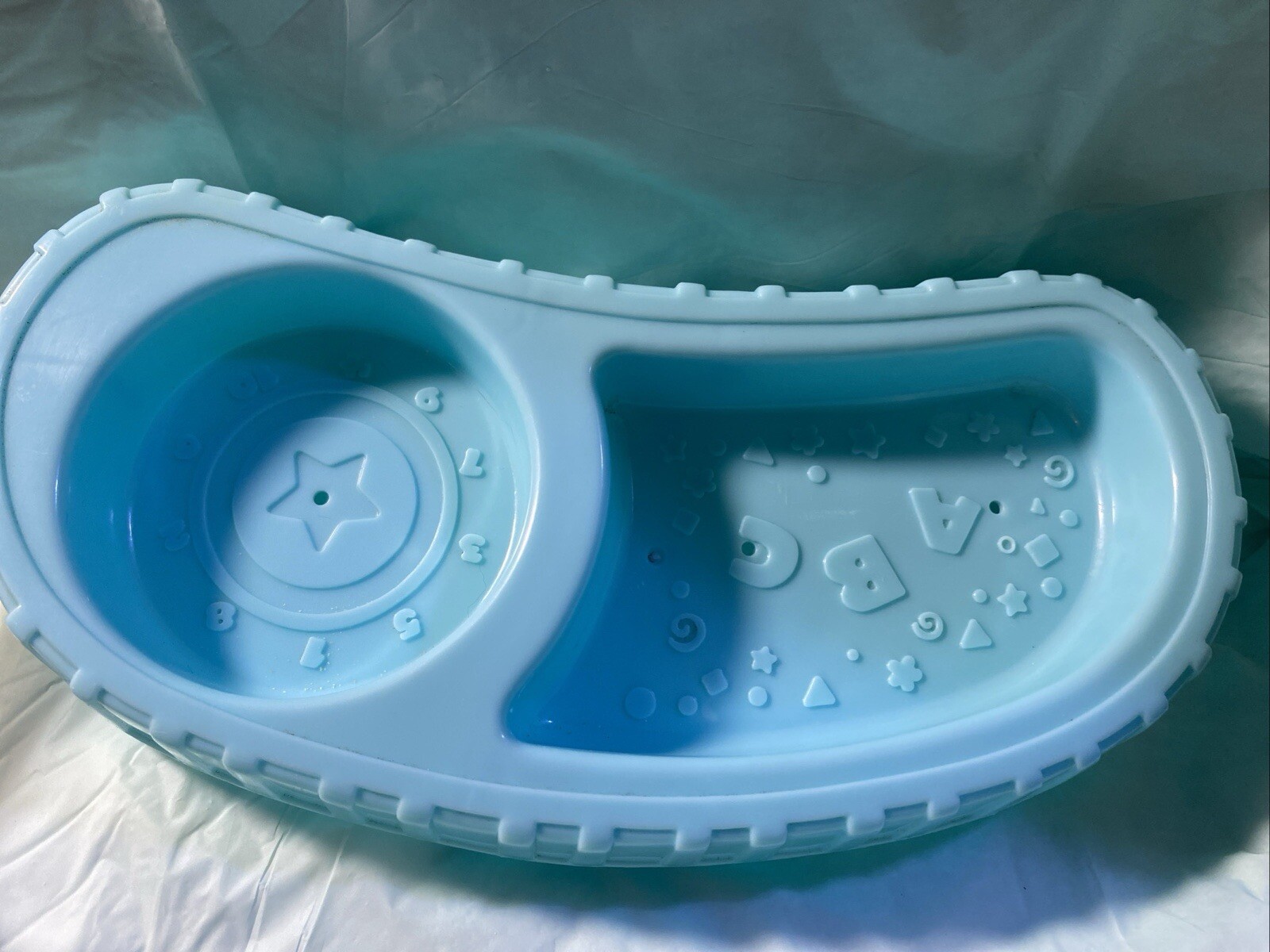 Evenflo ExerSaucer Seaside Splash Activity Blue Snack Toy Tray