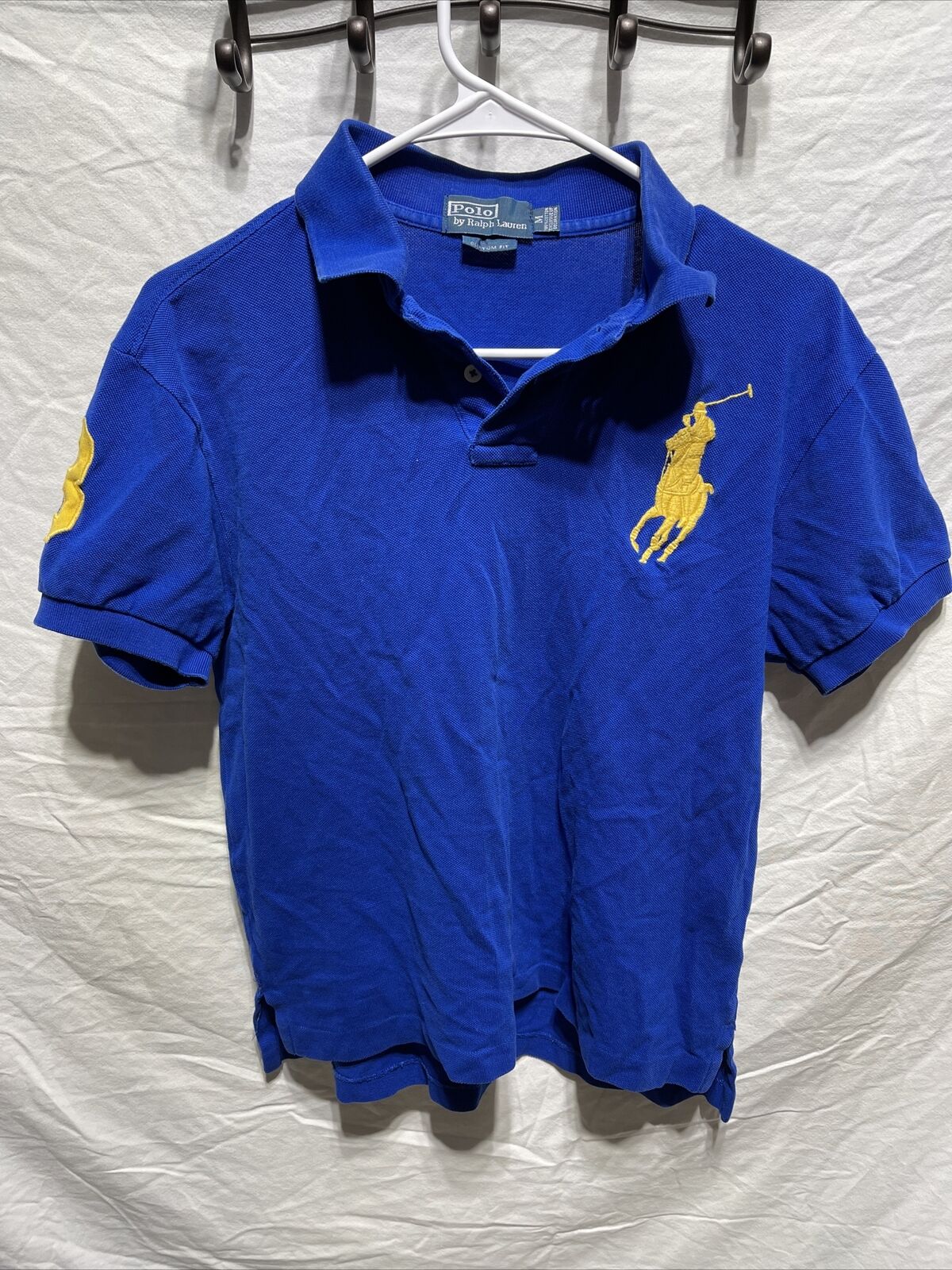 rare POLO RALPH LAUREN shirt BRASIL 14 big pony yellow custom fit M medium