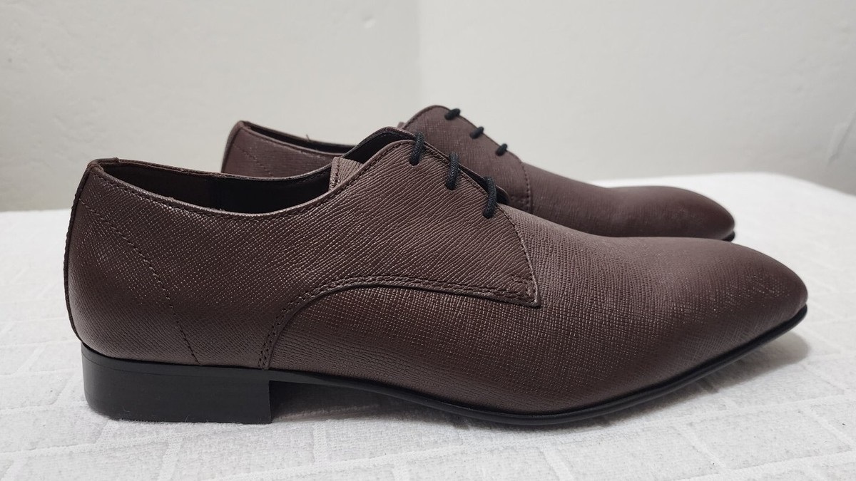 BP Derby Shoes Mens Size 9.5 Brown‎ Textured Leather Plain Toe Shoes NEW Plain Derby Brown | Handcrafted Full-Grain Leather | 3DM  main image 3