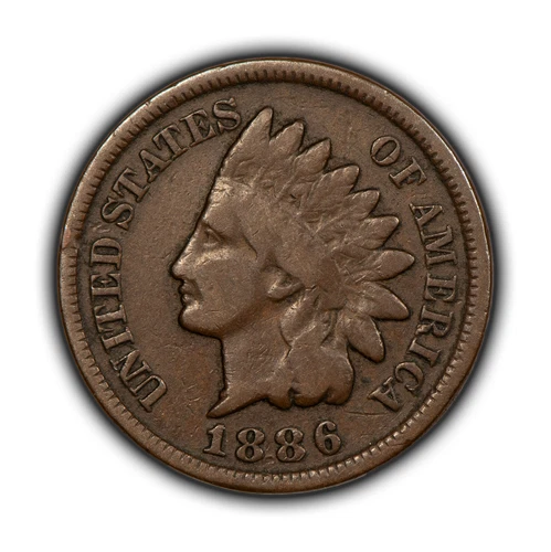 1886 1c Indian Head Small Cent - Type-2 - Chocolate Brown Fine - SKU-T4555