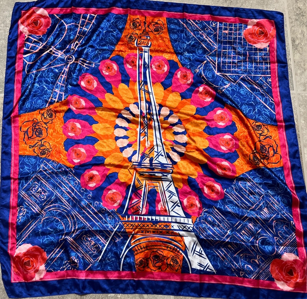 New in Box! Lancome Paris Eiffel Tower Print Square Scarf ~ Size