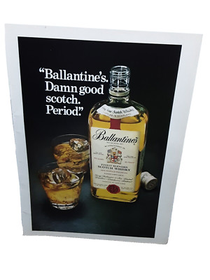 1977 Ballantines Scotch Whisky Damn Good Period Original Print Ad vintage 70s