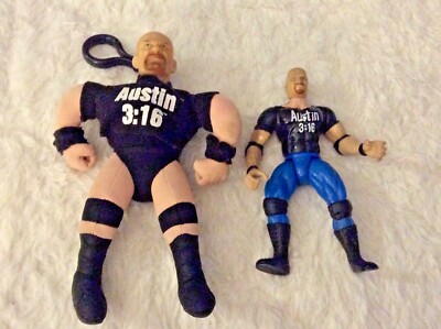 STONE COLD STEVE AUSTIN 2 Figure Lot JAKKS 1997/1999 Mischief Maker GOOD 