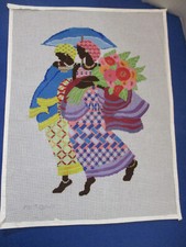 Handpainted Needlepoint Canvas Patt Lee Designs Island Women 13 M STARTED