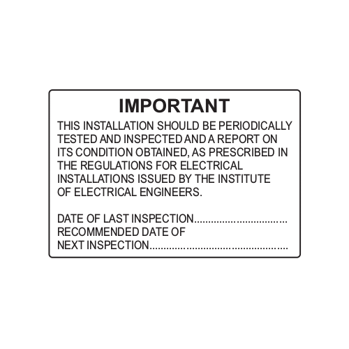 Electrical periodic inspection labels