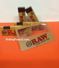 2 Packs of Raw 1 1/4 Classic Rolling Papers + 100 Tips + Magnifier Scooping Card