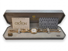 Croton Womens Two Tone Gold Silver Dress Watch Date White Dial Quartz N3