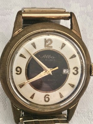 Seltene Vintage Alba Herrenuhr   50er/60er Jahre   Bicolor  Tuxedo  Dial  ...