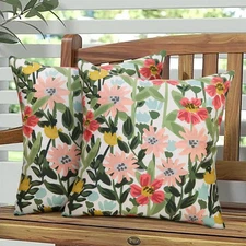 Outdoor Pillows Cover Pack of 2 Floral Waterproof Throw Pillow Covers 18X18 inch
