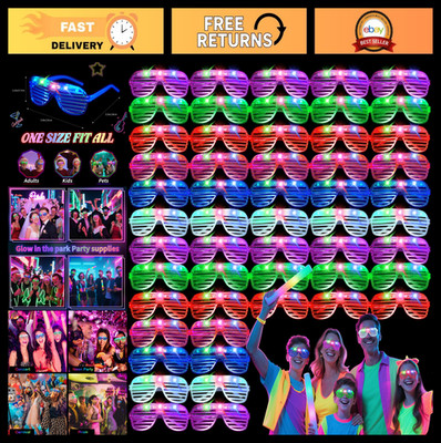 42 PCs LED Glow Glasses - Light Up Party Supplies for Kids & Adults, 3 Modes, 6