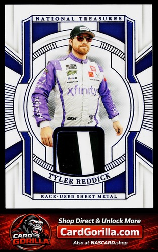 2025 Panini National Treasures Tyler Reddick Race Used Sheet Metal Blue #/75 - Afbeelding 1 van 2
