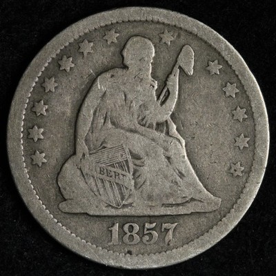 1857 Seated Liberty Silver Quarter FINE E251 OINM