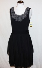 NEW Little Black Dress Chiffon Skirt Ruffles & Neckline sz Medium