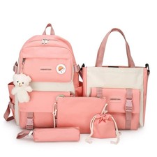 AONUOWE 5pcs Aesthetic Backpack Set for School Teens Girls Daypack Cute Trend...