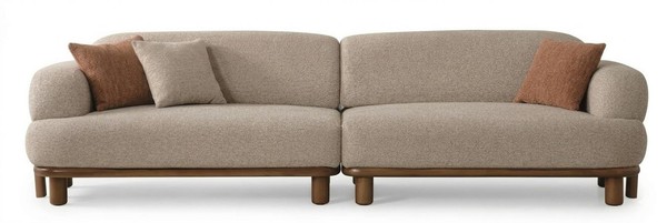 Sofa Moderner Stil Beige Farbe Holzrahmen Modular Weiche Armlehnen Neu-image