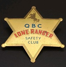 1938 Qbc Lone Ranger Safety Club Brass Star Badge Pinback