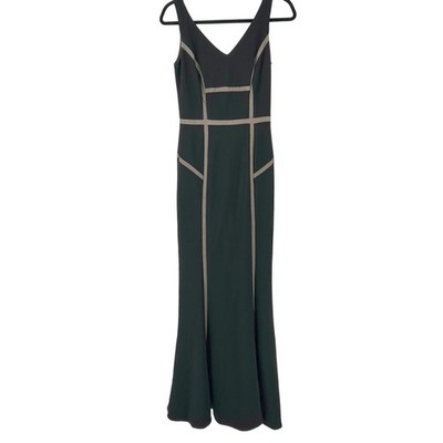 Wms Modern Maxi Gown Black Contrast Trim Architectural White House Black Market