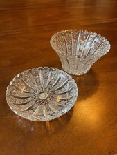 Bohemian Czech Vintage Crystal 6  Bowl  Nappy Hand Cut Queen Lace Perfect