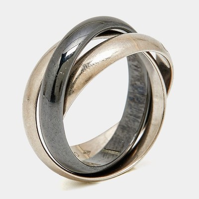Cartier Trinity 18k White Gold Ceramic Ring Size 48