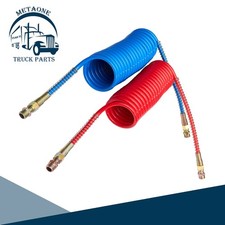 Air Brake Line Coil Hose 15 FT Nylon Red & Blue Semi Truck Trailer Air Hose Set