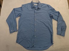 Robert Graham Blue Geometric Long Sleeve Button Up Shirt Stained Size 42 16.5