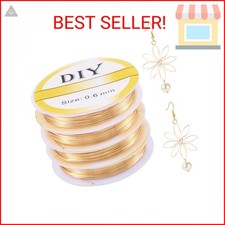 Pandahall 4 Rolls 14K Gold Wire for Jewelry Making, 20 Gauge Copper Wire, Tarnis