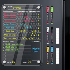 Acrylic Magnetic Chore Chart for Kids Multiple Kids, Behavior Responsibility Cha