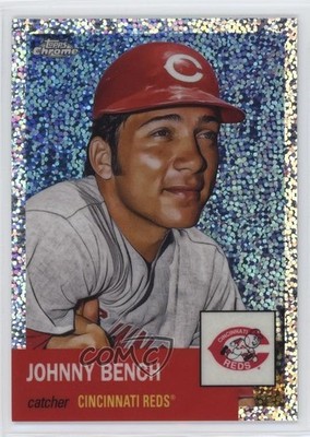2022 Chrome Platinum Anniversary Speckle Refractor 36/150 Johnny Bench HOF 7uo