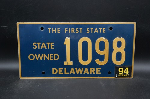 1994 Delaware STATE OWNED License Plate # 1098