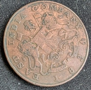 1834 East India Company 1/2 Anna Copper VF Coin