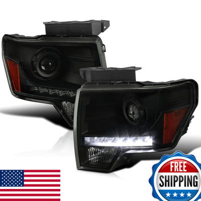 Spec-D Tuning Black Smoke Projector Headlights W/Led Compatible 2009-2014 Ford