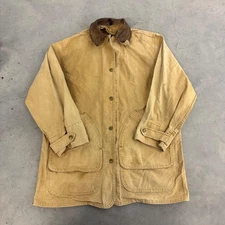 Vintage 80s Woolrich Outdoor Faded Beige Chore Barn Button Jacket Mens Sz S