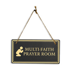 Multi-Faith Prayer Room 5x10 Hanging Plus Wall or Door Sign  Rustic Twine
