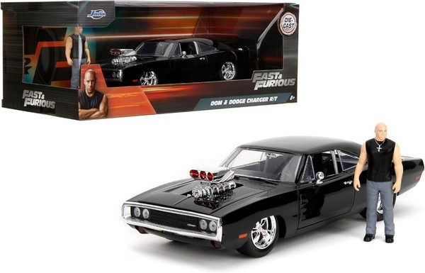 Jada 1/24 Dodge Charger 1970 Fast Furious Schwarz Statisches Modell Diecast-image
