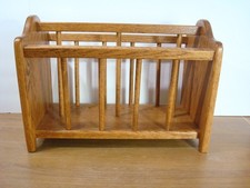Vtg Solid Oak Wood Magazine Rack Book Records Newspaper Retro MCM - Sturdy