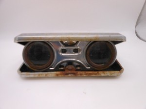 Vintage FOCAL Red Metal Opera Glasses, Folding/Collapsible, Japan