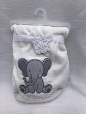 Baby Elements Elephant Baby Blanket Security Plush Lovey Nunu Unisex White Gray