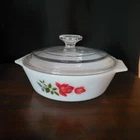 JAJ Pyrex Vintage June Rose Pattern Casserole Dish w/Glass Lid Made In England