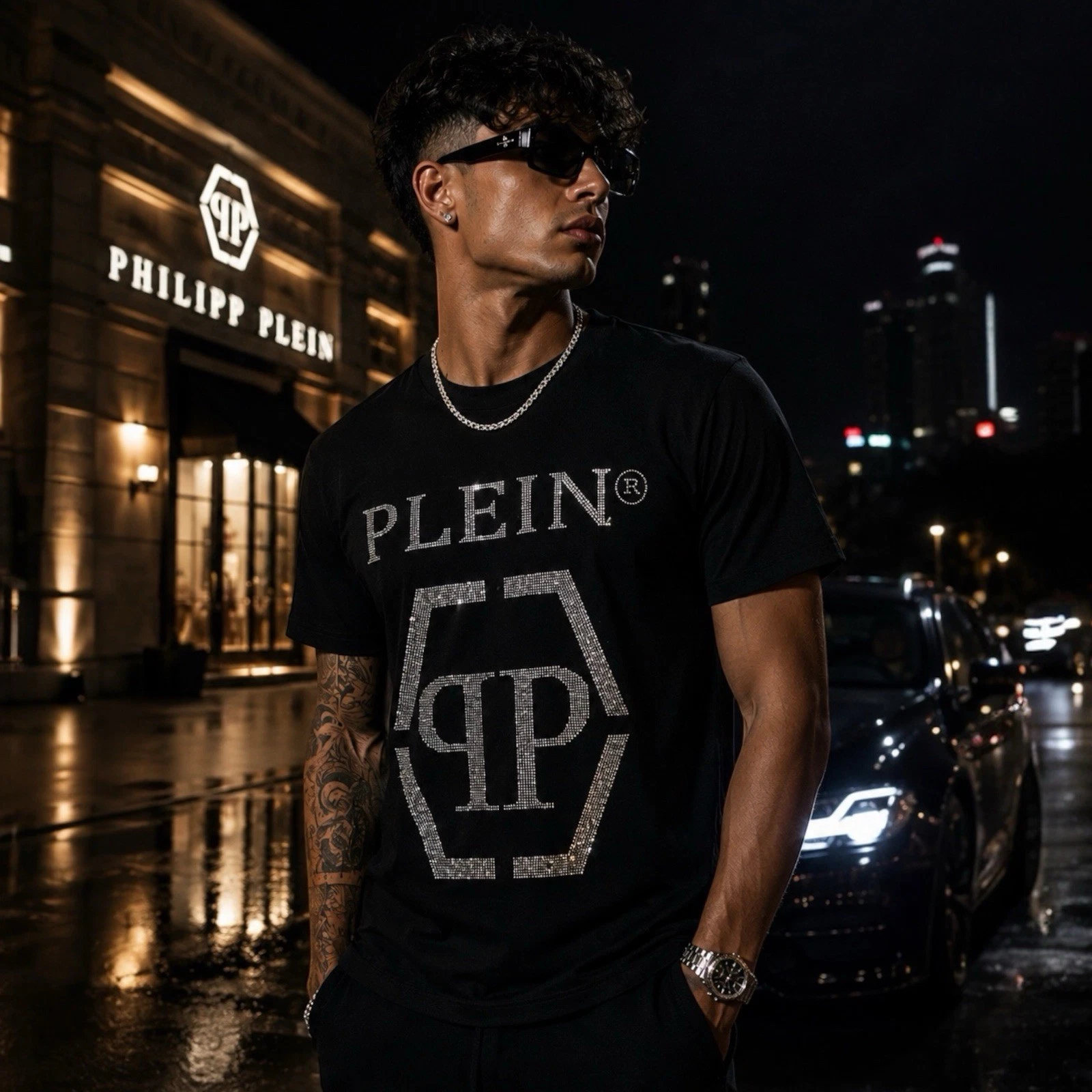 Philipp Plein Black T-Shirt Mens Crystal Logo 100% Cotton Crew Neck S-2XL
Opens in a new window or t