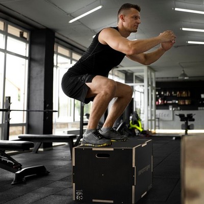 3 in 1 Plyo Box, Sprungbox aus Holz, Plyometric Plattform mit Griff Refurbished