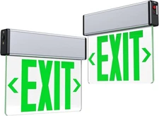 2Pc-Double  Sided Acrylic Green LED Edge Lit Exit Sign Emergency Pack 120-347V