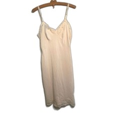 Vintage Shadow Line Full Dress Slip Size 34 Tall Off White Adjustable Lace Nylon