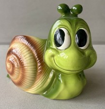 Vintage Relpo #2095 Ceramic Snail Planter Cute, Large Eyes