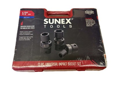 Sunex 13pc 1/2 Metric 6pt Point Universal Impact Sockets Set Tools Drive MM 2665
