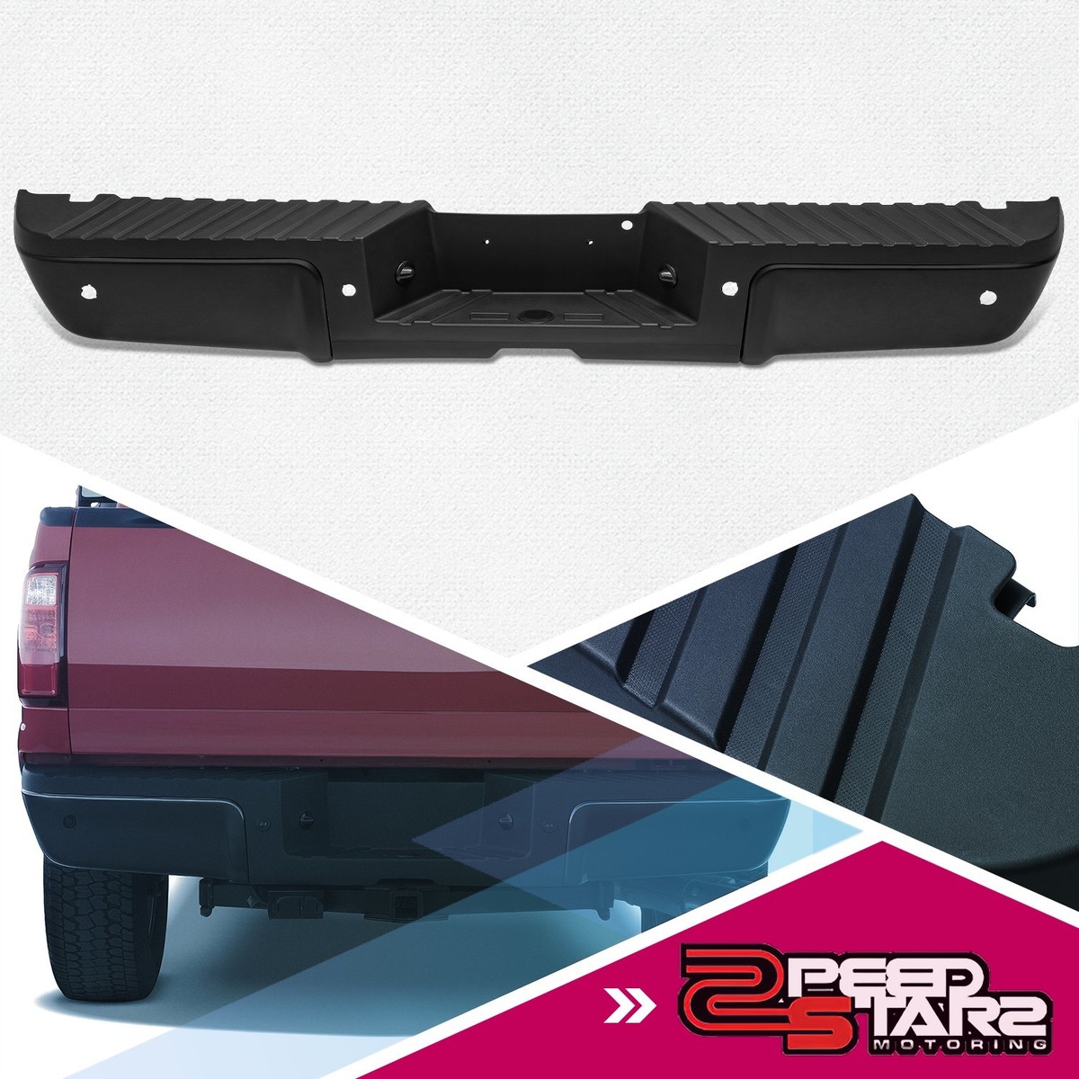 Black Rear Step Bumper Assembly Compatible For 20082016 Ford F250 F350 F250 Super Duty Pickup With Led Square Light Steel Complete Back Bumpers Without Parking Sensor Holes