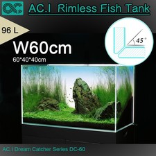 Fish Tank 96L Rimless Aquarium 45° Mitered Edges Ultra Clear Low Iron Glass